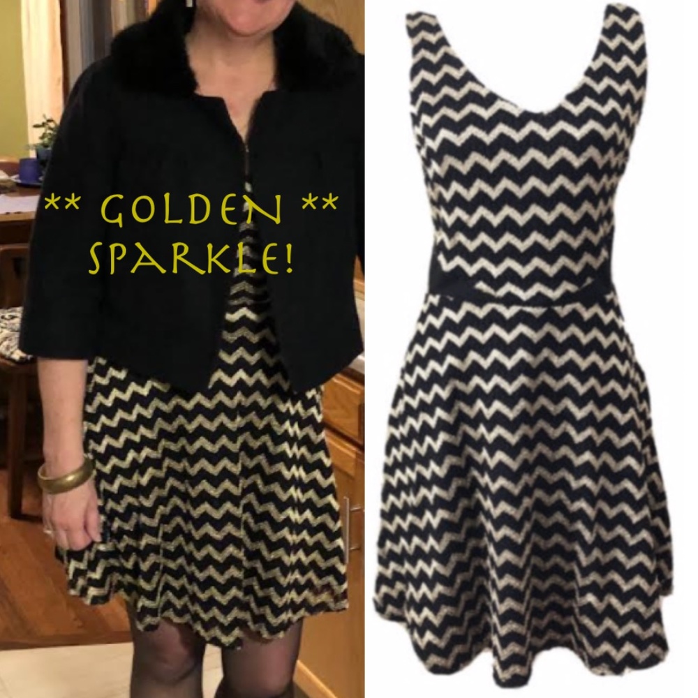 Gold lame + black flare BeBop party dress